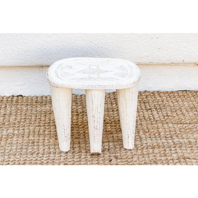 1950s Aged Pearl White Nupe Stool For Sale - Image 5 of 7