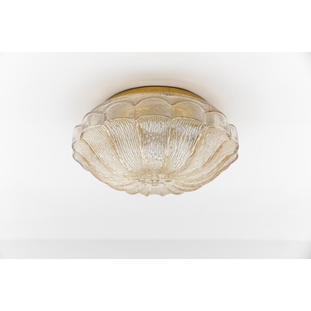 Mid-Century Modern Amber Bubble Glass Flush Mount Lamp, 1960s For Sale - Image 6 of 10