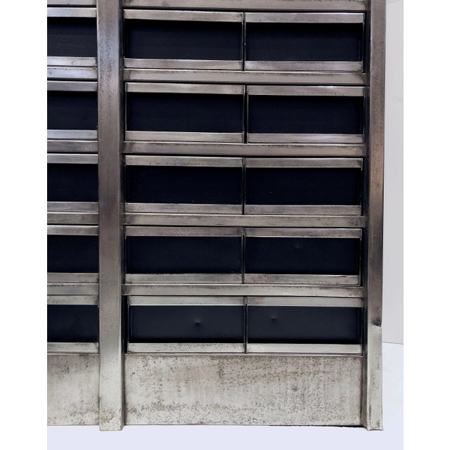 Silver Large Industrial Burnished Steel Cabinet of Drawers For Sale - Image 8 of 13