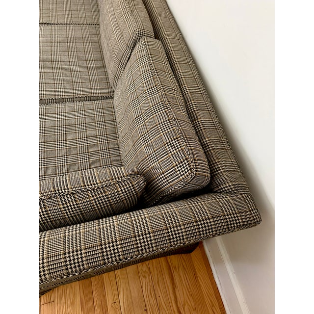 Wood Midcentury Tweed Houndstooth Plaid Sofa For Sale - Image 7 of 14