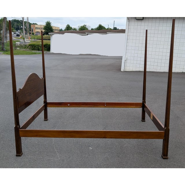 Vintage Davis Cabinet Co. Mahogany 4 Poster Queen Size Bed For Sale - Image 10 of 11