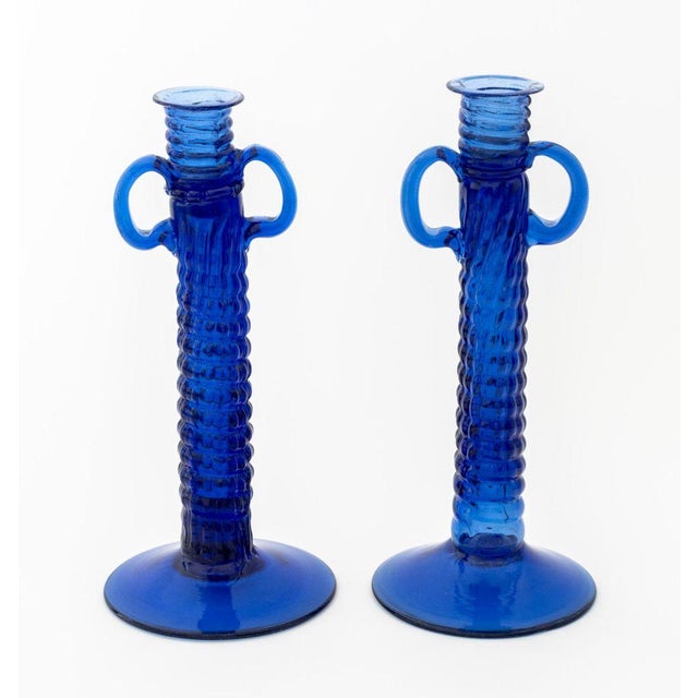 Murano Blue Art Glass Two-Handled Objects, 3 For Sale In New York - Image 6 of 11