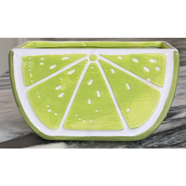 Vintage Lime Motif Vase or Napkin Holder For Sale - Image 14 of 16
