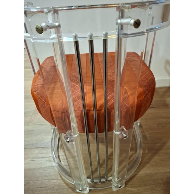 Orange Vintage Acrylic and Chrome Chairs, Italy, 1970s, Set of 6 For Sale - Image 8 of 18