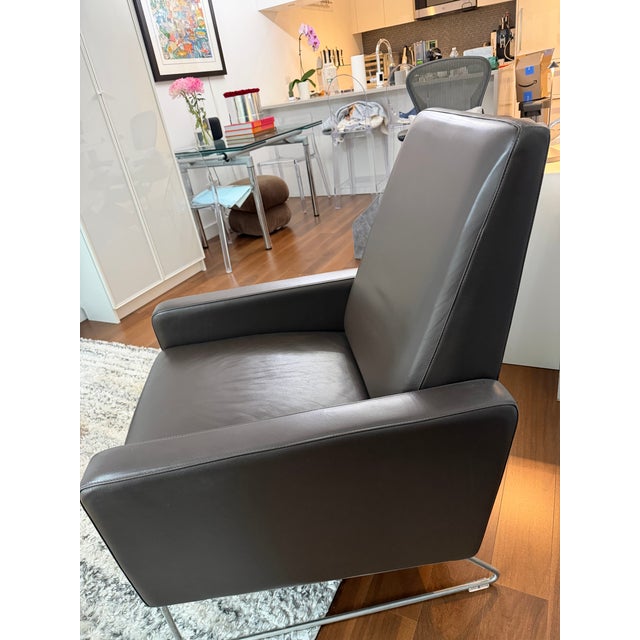 Attributed Jeffrey Bernett for Design Within Reach Leather Flight Recliner in Stout Soft Brown Leather For Sale In New York - Image 6 of 6