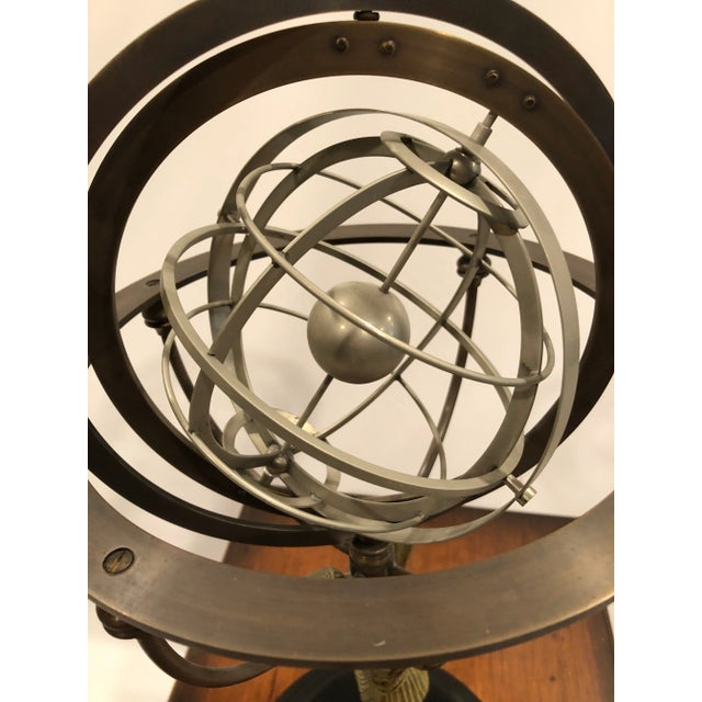 Traditional Metal Armillary Sculpture With Man and Globe on Shoulders For Sale - Image 3 of 13