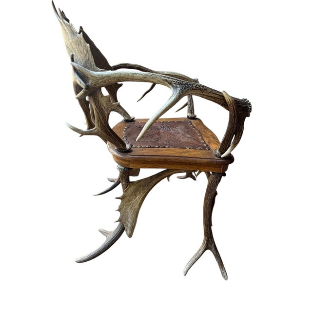 Cabin Antique German Antler Chair For Sale - Image 3 of 6