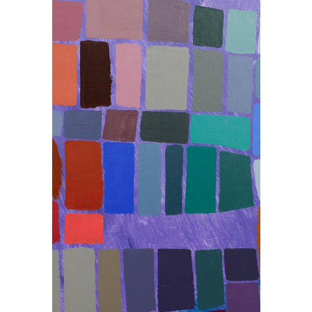 2020s "Squares / Turquoise Purple Orange" Large Abstract Oil Painting by Simon Findlay For Sale - Image 5 of 17