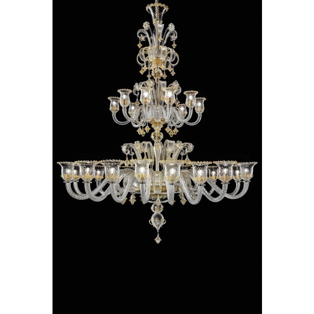 Huge Imperial Venetian "Rigadin" Murano Glass Chandelier With Gold Trimming For Sale - Image 9 of 9