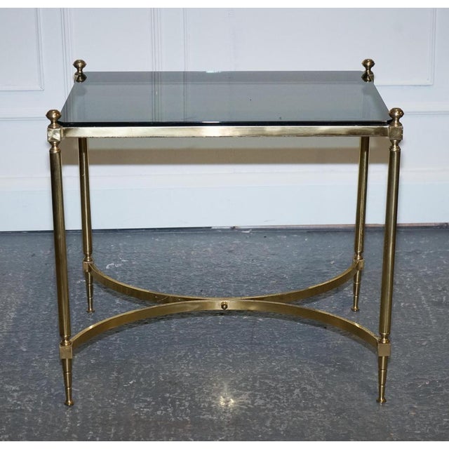 Hollywood Regency French Brass & Smoked Glass Coffee Table, 1960s For Sale - Image 6 of 17