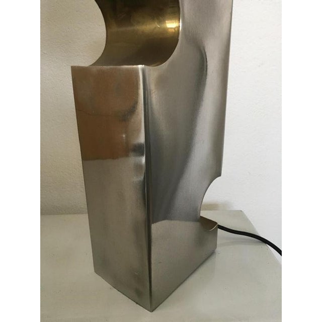 Double Faced Inox Steel and Acrylic Glass Table Lamp, Italy, 1970s For Sale - Image 6 of 13