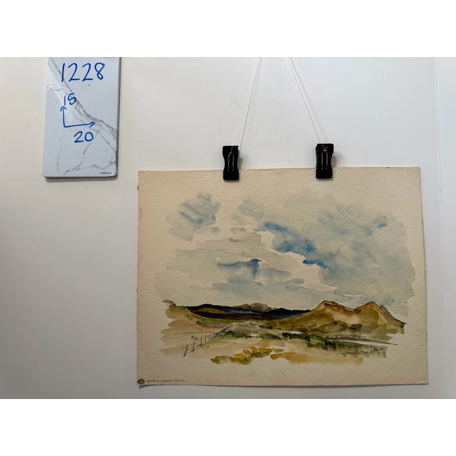 Paper Henry Emil Salloch Original Watercolor on Paper u.s. Route 24 to Colorado Springs., 1956. For Sale - Image 7 of 7