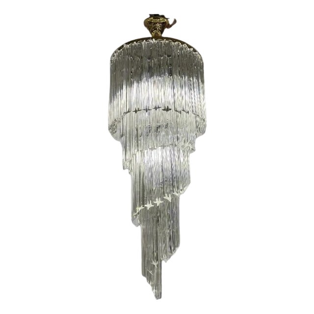 Venini Art Glass Spiral Chandelier Italy circa 1950 For Sale