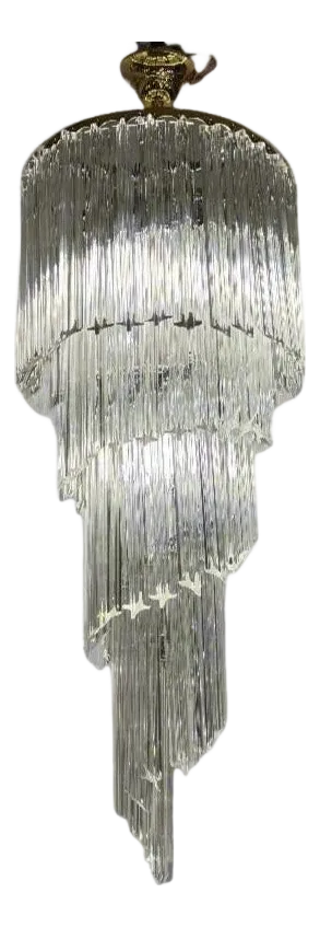 Venini Art Glass Spiral Chandelier Italy circa 1950