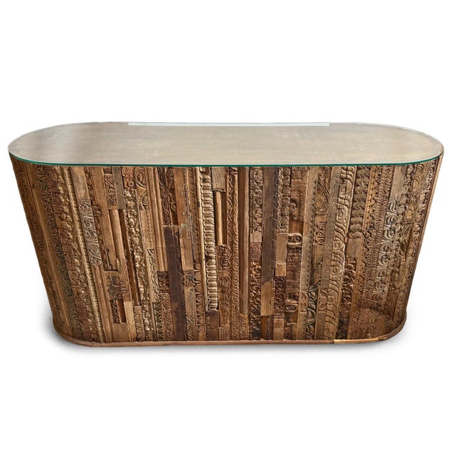 Vintage Oval Wood Moulding Bar Counter For Sale - Image 4 of 13