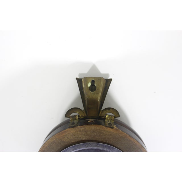 Mid-Century Modern Vintage Western German Barometer for Wall Made of Wood Brass and Glass For Sale - Image 3 of 10