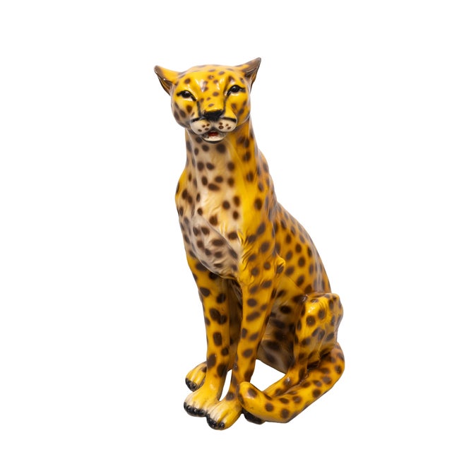 Mid-Century Modern Italian Ceramic Monumental Cheetah, 1970 For Sale - Image 3 of 12