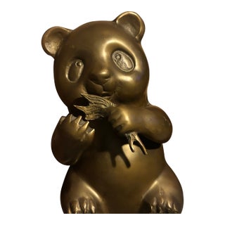 1950s Mid-Century Modern Figural Bronze Panda Statue For Sale