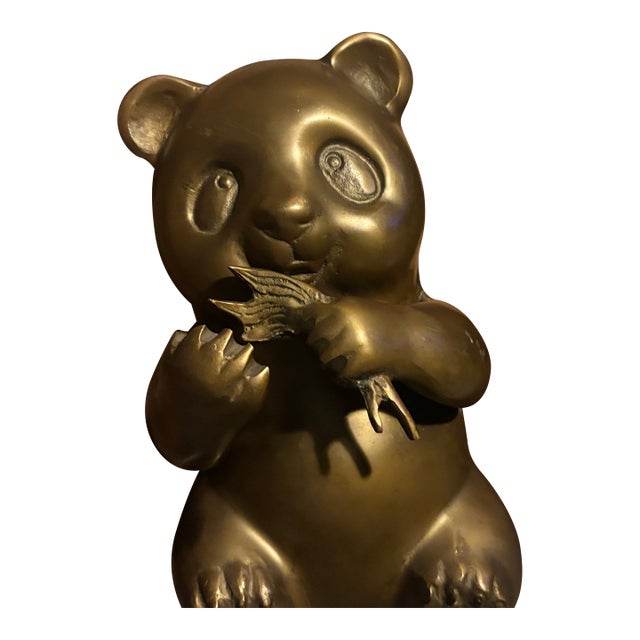 1950s Mid-Century Modern Figural Bronze Panda Statue For Sale