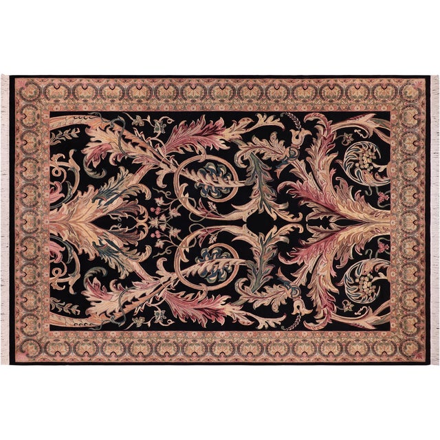Black Art Nouveau 1990's Pak-Persian Black/Gray Wool Rug - 9'2'' X 12'5'' For Sale - Image 8 of 9