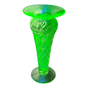 Vintage Emerald Uranium Art Glass Vase