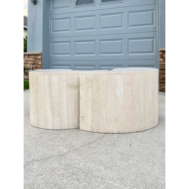 A Pair of Italian Modern ‘Quotation’ Travertine Coffee Tables For Sale - Image 9 of 12