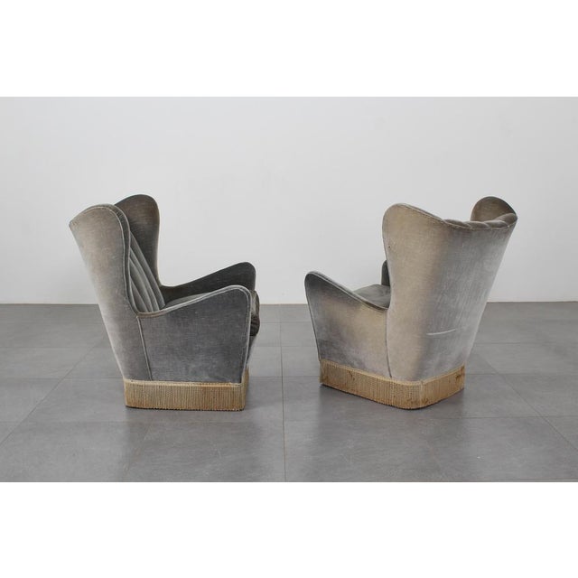 Mid-Century Green-Gray Velvet Armchairs attributed to G. Veronesi for ISA, Italy, 1950s, Set of 2 For Sale - Image 4 of 18