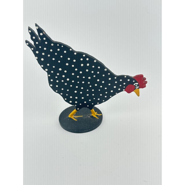 1990s Cast Iron Polka Dot Rooster Figurine For Sale - Image 5 of 5