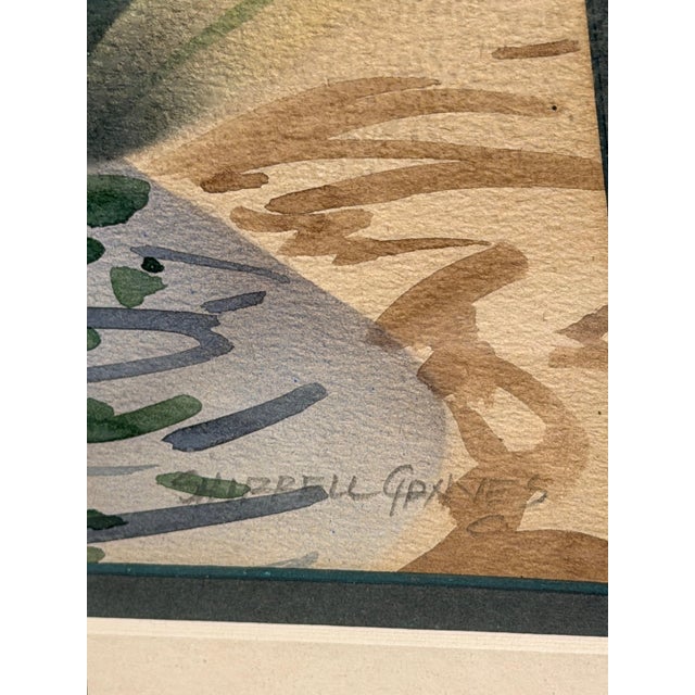 Glass Pair of Art Deco Zebra Watercolor Gouaches by Shirrell Graves in Verde Frames For Sale - Image 7 of 16