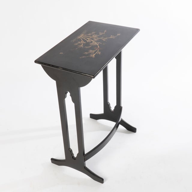 Brown Asian Lacquered Four Piece Nesting Tables - Set of 4 For Sale - Image 8 of 12