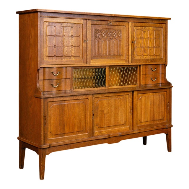 Vintage Brown Oak Cupboard For Sale