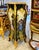 Hand-Painted French Pedestal Stand With Marble Top & Gold Leaf Accents For Sale - Image 4 of 6