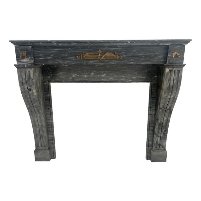 Napoleon III Fireplace in Blue Turquin Marble, 1800s For Sale