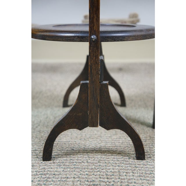 Antique Victorian Quartersawn Oak 3 Tier Folding Cake Pie Stand Display 35" For Sale - Image 9 of 14