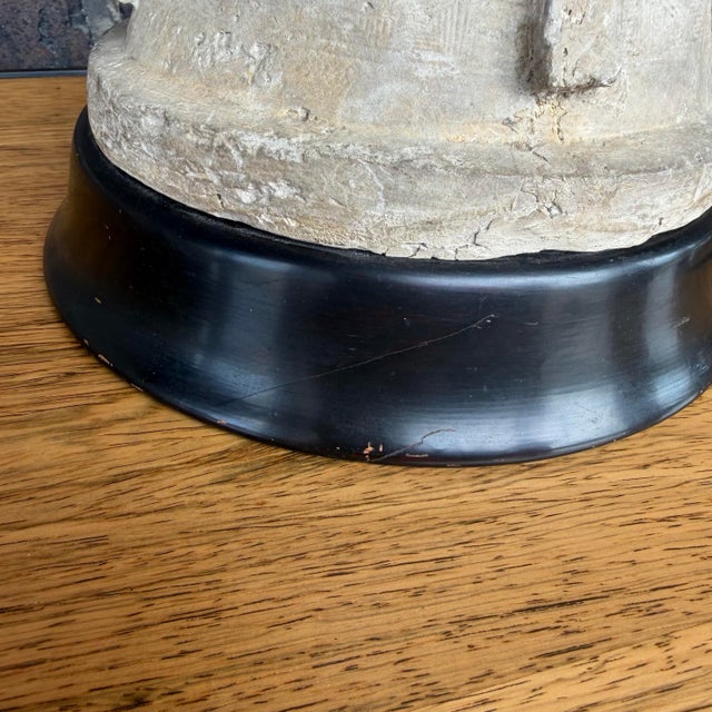 Mid 20th Century Mid-Century Modern Mediterranean Stone Look Brutalist Carved Table Lamp For Sale - Image 10 of 10