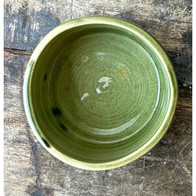 Vintage Studio Pottery Green Bowl For Sale - Image 9 of 16