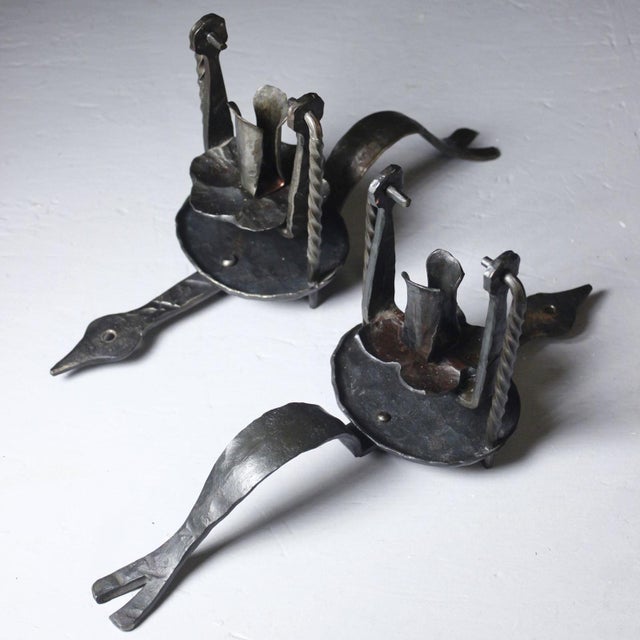 French Castle Wrought Iron Candle Sconces, Set of 2 For Sale - Image 11 of 11