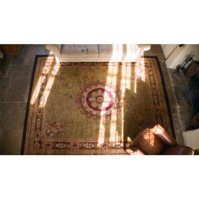 Magnificent Antique Aubusson Rug Openwork Medallion Design French Empire Period For Sale - Image 10 of 10