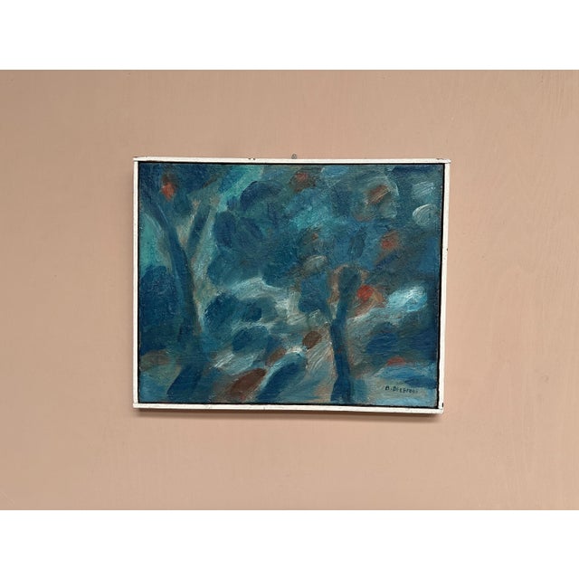 Bengt Delefors, Blue Composition, 1950s, Oil on Canvas, Framed For Sale - Image 11 of 18