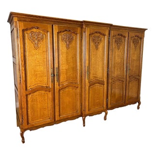 Vintage French Louis XVI Style Wardrobe in Oak For Sale