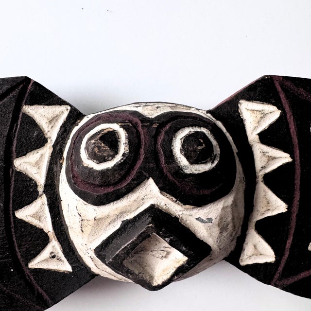 Beautiful handmade African Gurunsi butterfly or hawk ceremonial mask from the Bwa people of Burkina Faso. The mask is...