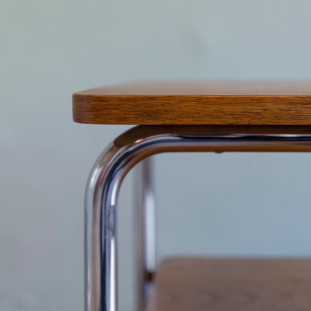 Brown Vintage Bauhaus Tubular Steel Side Table, 1930s For Sale - Image 8 of 9