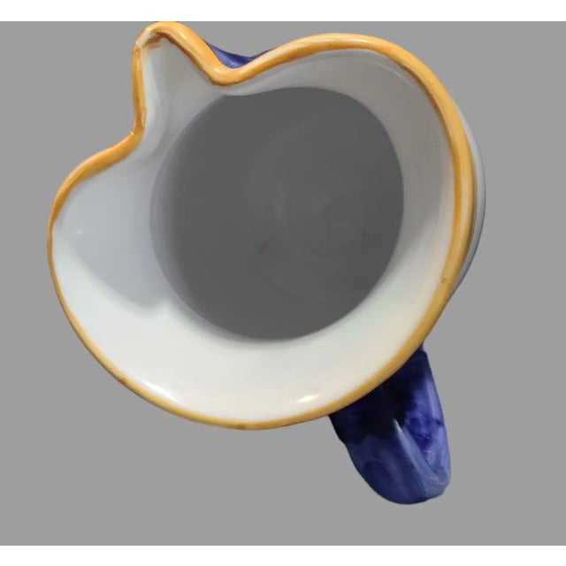 Late 20th Century Late 20th Century Vintage Italian Hand Painted With Bird & Leaf Motif Terracotta Pitcher Jug Vase\ For Sale - Image 5 of 7