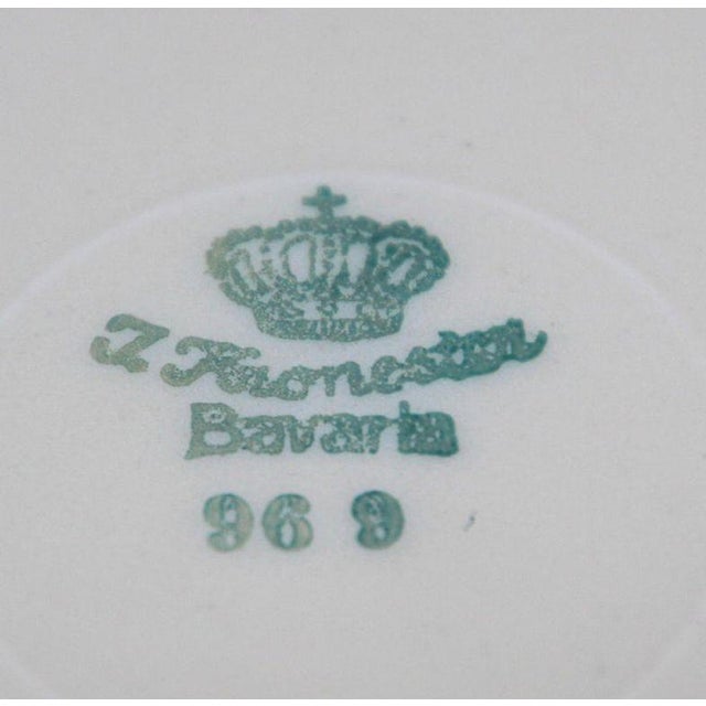 Original German vintage hand painted Kronester, Bavaria small triangular shape decorative ceramic plate. Hand painted with...