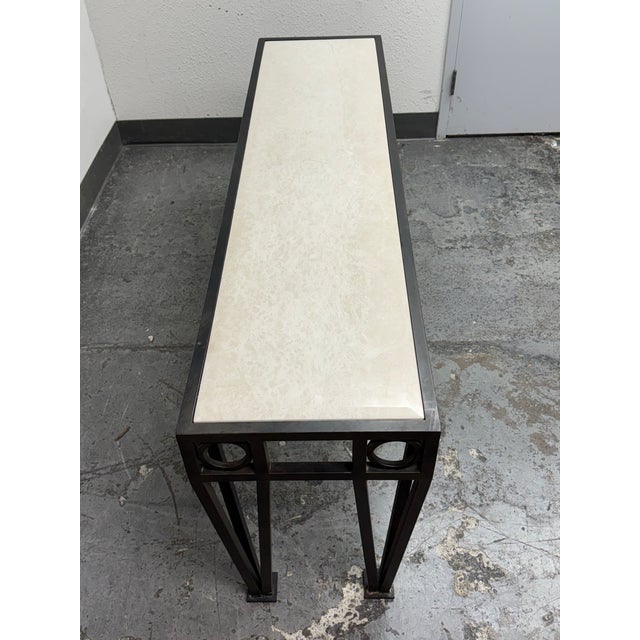Custom Design Iron + Quartz Stone Console Table For Sale In San Francisco - Image 6 of 12