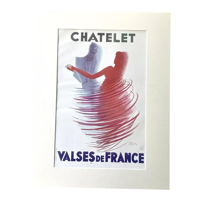 Vintage Paul Colin Print of "Chatelet - Valses de France" Poster in 14x18 Mat For Sale