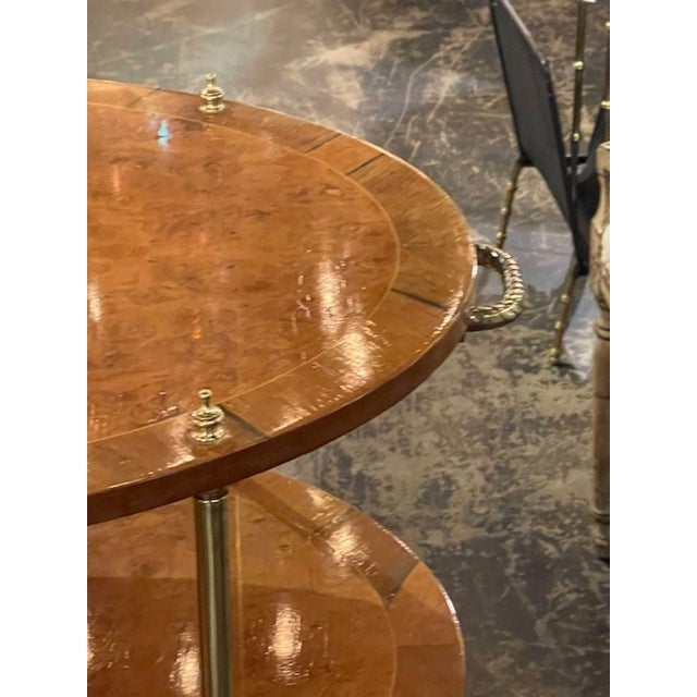 MCM Walnut and Brass Occasional Table For Sale - Image 10 of 10