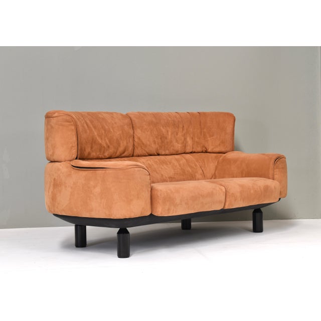 Elegant two-seat loveseat designed by Gianfranco Frattini for Cassina in 1987 and is covered in beautiful terracotta...