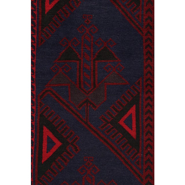 1950s Vintage Baluch Tribal Rug in Red & Navy Blue Patterns by Rug & Kilim For Sale In New York - Image 6 of 7