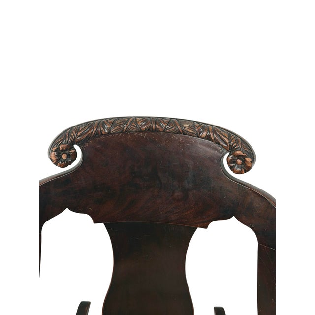 Antique American Carved Wood Rocking Chair With Needlepoint Seat For Sale In Philadelphia - Image 6 of 18